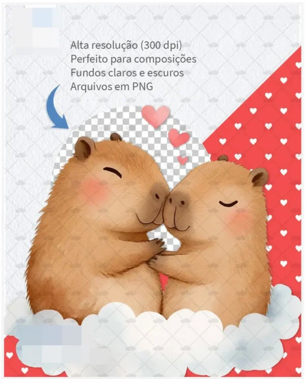 Dia dos Namorados com Capivara - Kit PNG Personalizado - Imagem 2
