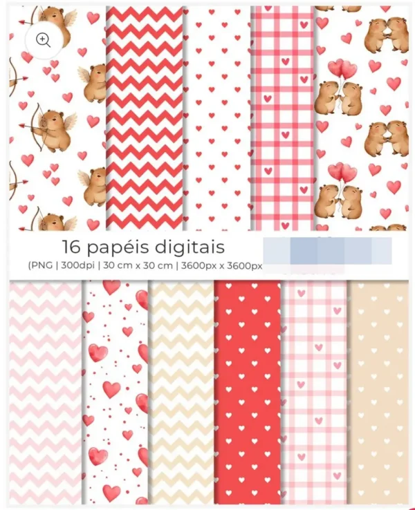 Dia dos Namorados com Capivara - Kit PNG Personalizado - Imagem 3
