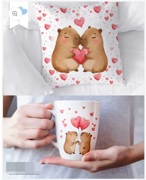 Dia dos Namorados com Capivara - Kit PNG Personalizado - Imagem 6