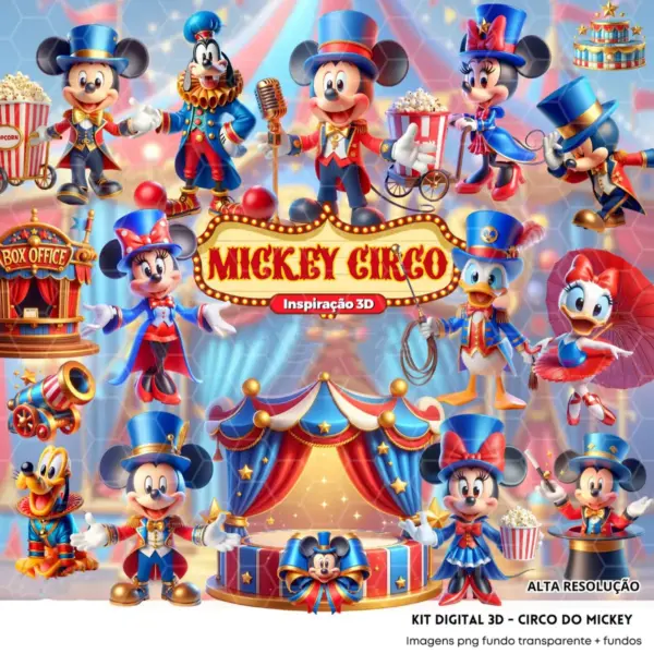 Kit Festivo Circo do Mickey em PNG - Crie Convites Únicos 9 35126 001