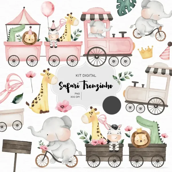 Kit Artes Safari Aquarelado - Ideal para Scrapbooking - Imagem 3