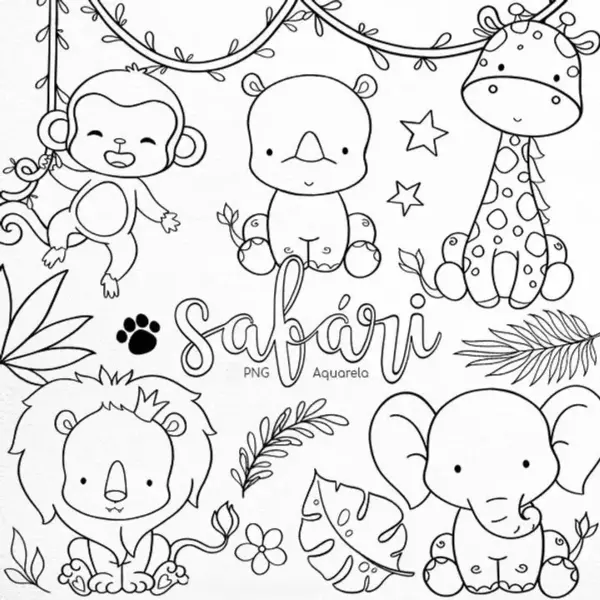 Kit Completo Safari Aquarela em PNG para Personalizados - Imagem 2