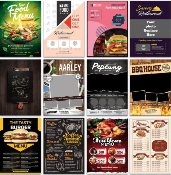 500 Artes Cardápios Menus Editávieis Psd Photoshop + Brinde