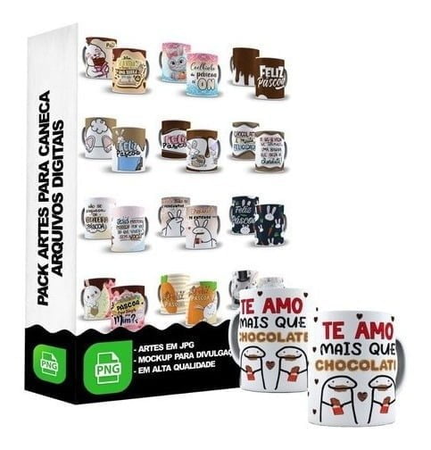 500 Artes Para Sublimação Caneca Pascoa Chocolate Em Jpg