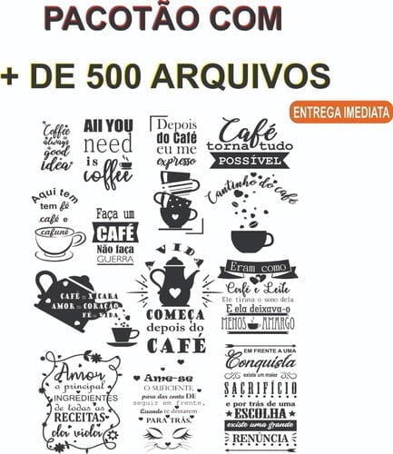 +500 Vetores Arquivo Frases Cozinha Café Cnc Laser Impressão