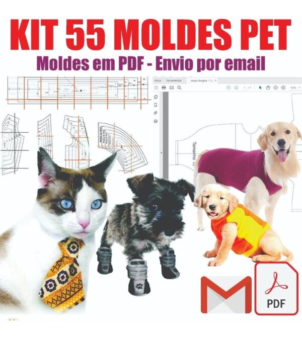55 Moldes Confecção Roupas Pet Gato E Cachorro Modelagem Pdf