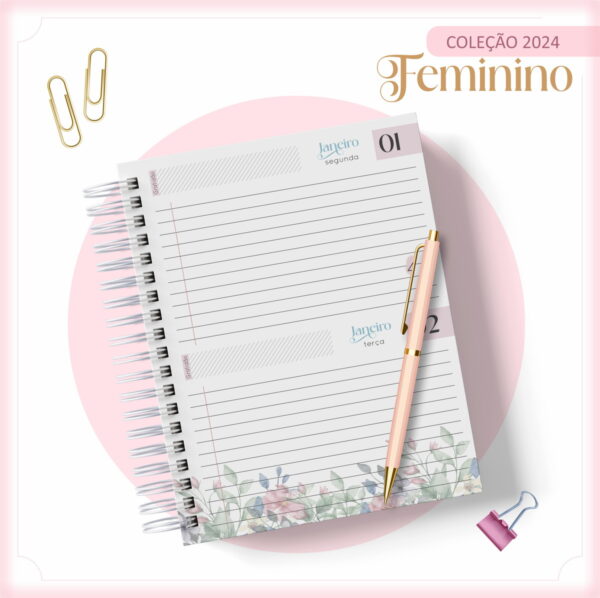 Agenda 2024 Floral Feminino - Arquivo Digital - Imagem 2