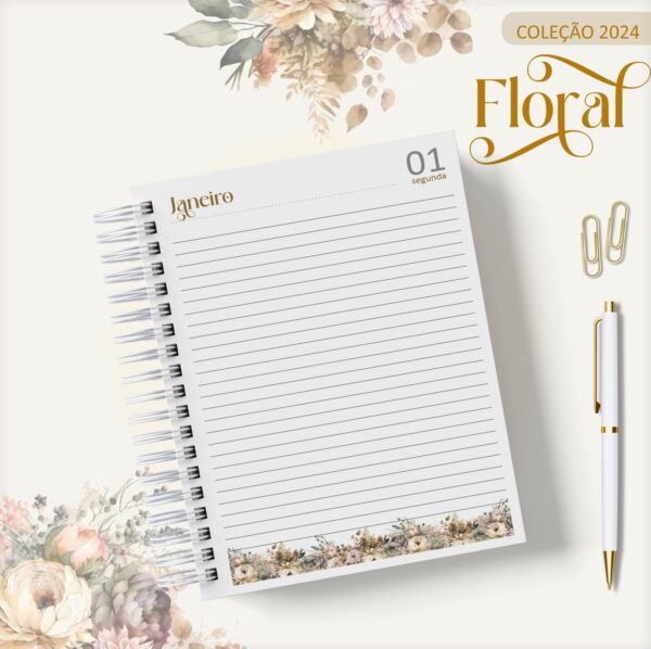 Agenda 2024 Floral Gold - Arquivo Digital - Imagem 2