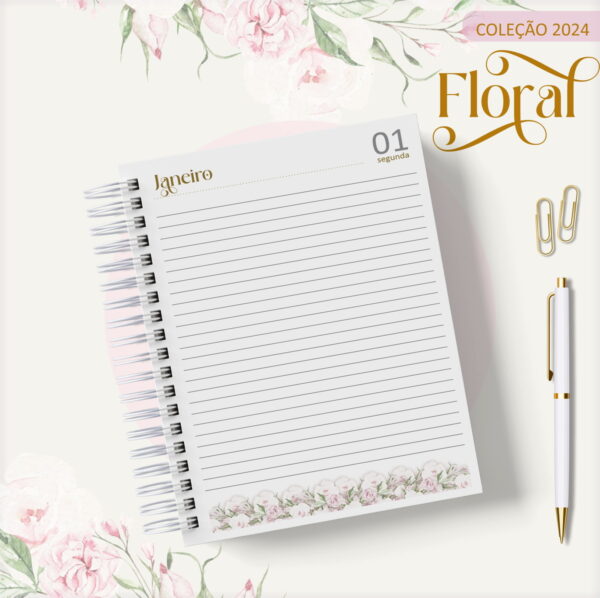 Agenda 2024 Floral Rosa Clean - Arquivo Digital - Imagem 2