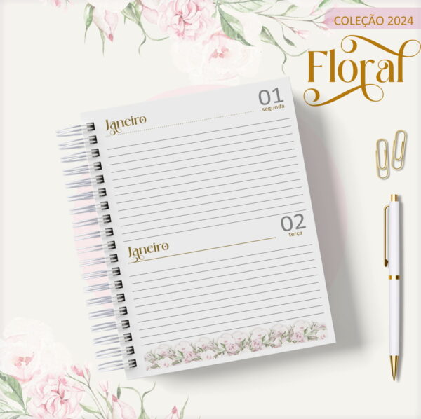 Agenda 2024 Floral Rosa Clean - Arquivo Digital - Imagem 3