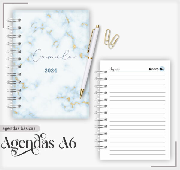 agenda 2024 marble azul arquivo digital agenda datada