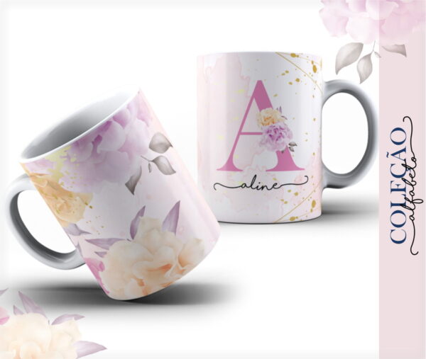 Agenda Alfabeto Floral Rosa - Arquivo Digital - Imagem 3