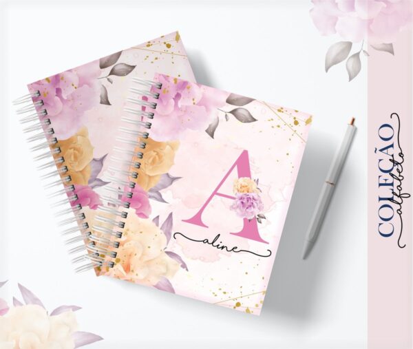 agenda alfabeto floral rosa arquivo digital agenda financas