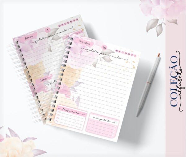 Agenda Alfabeto Floral Rosa - Arquivo Digital - Imagem 2
