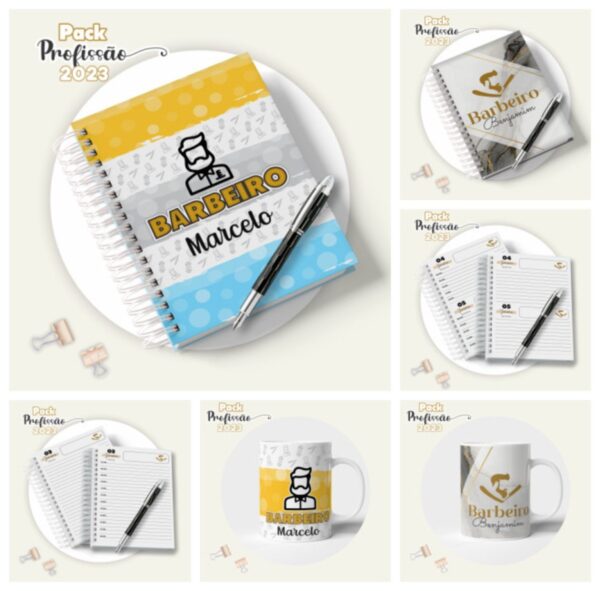 agenda barbeiro masculina arquivo digital papel e scrapbook