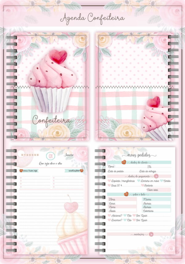 Agenda Confeiteira + Arte para caneca - Arquivo Digital