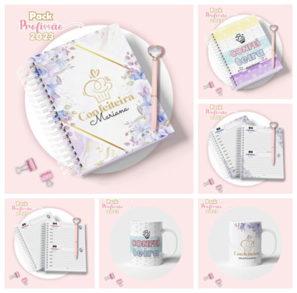 agenda confeiteira feminina arquivo digital planner