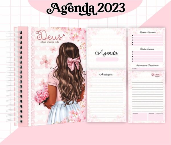 agenda datada 2023 arquivo digital papelaria personalizada
