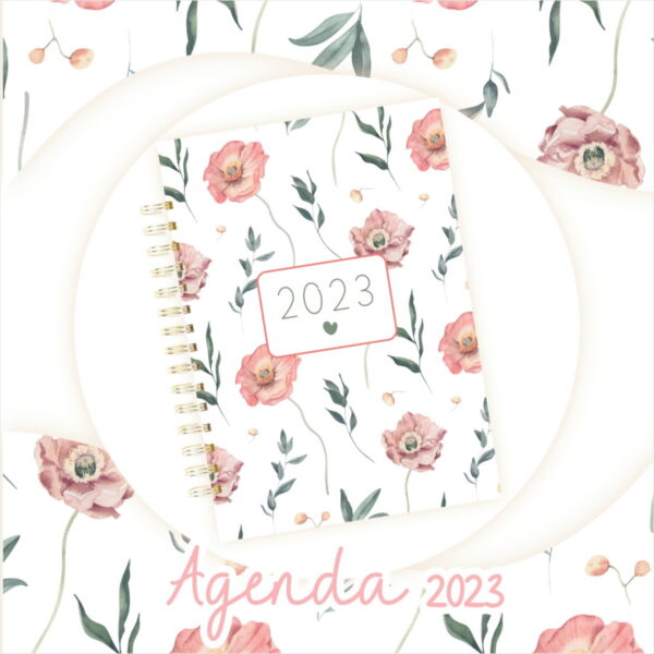 agenda datada 2023 floral rosinha arquivo digital kit encadernacao