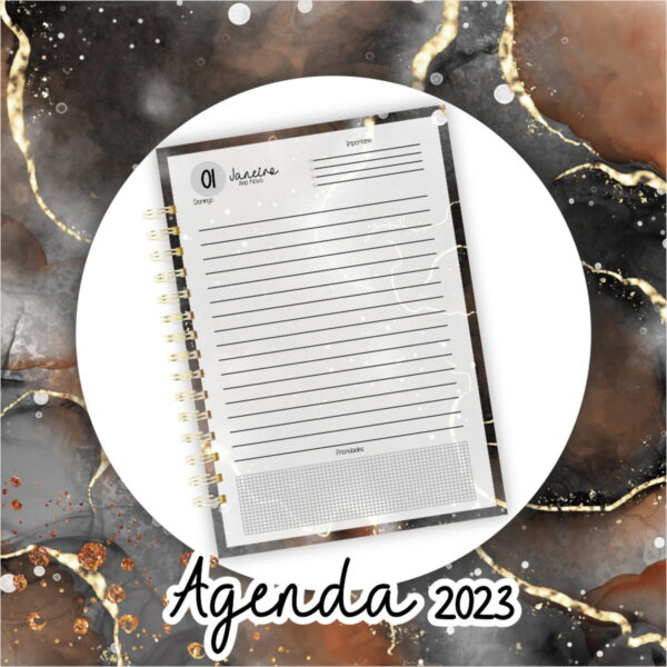 Agenda Datada 2023 Masculina Marmorizada - Arquivo Digital - Imagem 2