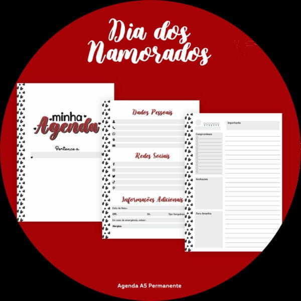 agenda dia dos namorados arquivo digital papelaria digital