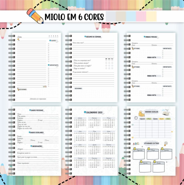 Agenda Escolar Colorida - Arquivo Digital - Imagem 2
