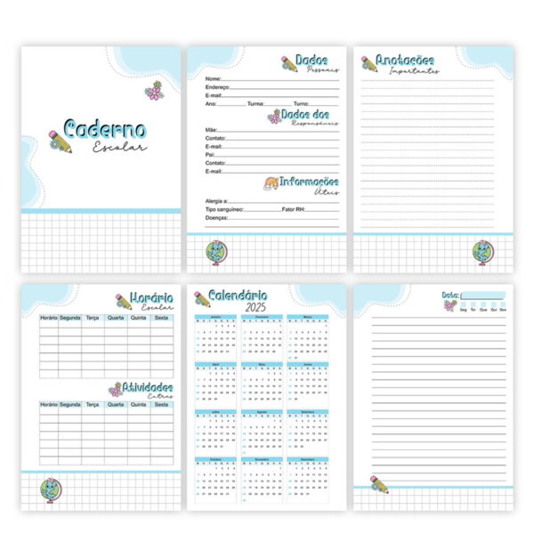 Agenda Escolar Menina 2025 - Arquivos Encadernação - Imagem 4