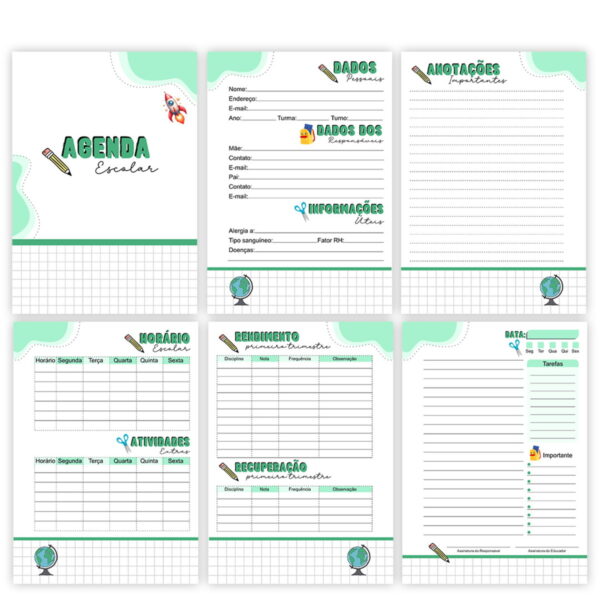 Agenda Escolar Menino 2025 - Arquivos Encadernação - Imagem 4