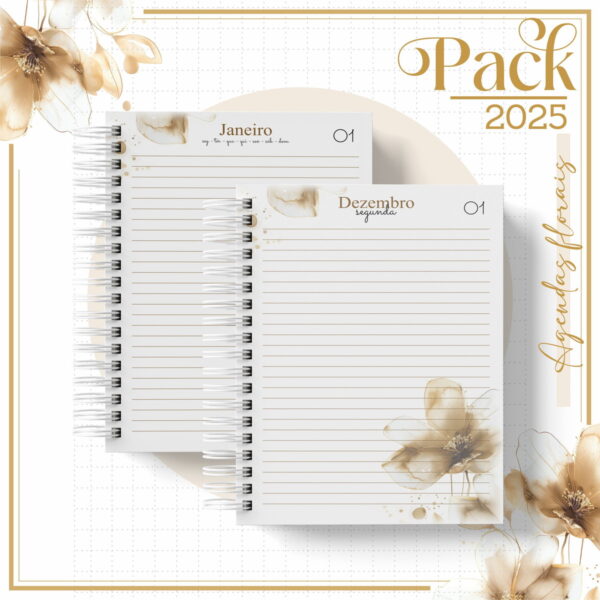Agenda Feminina Floral Gold 2025 - Arquivo Digital - Imagem 2
