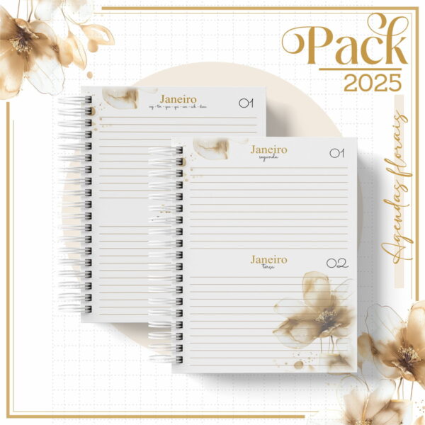 Agenda Feminina Floral Gold 2025 - Arquivo Digital - Imagem 3