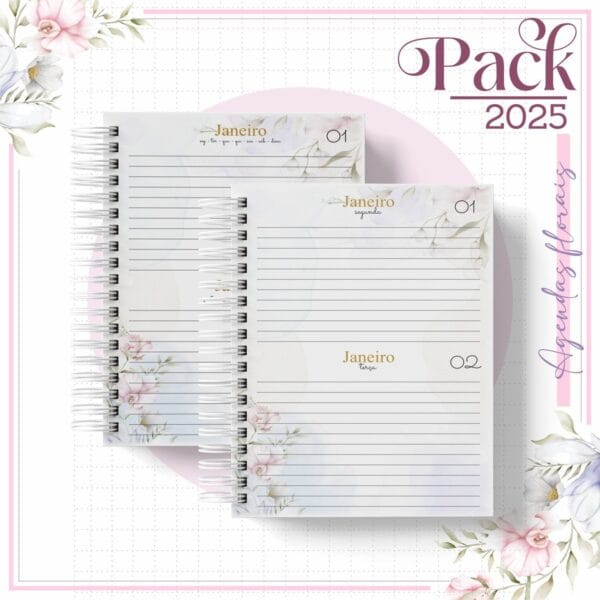 Agenda Feminina Floral Lilás 2025 - Arquivo Digital