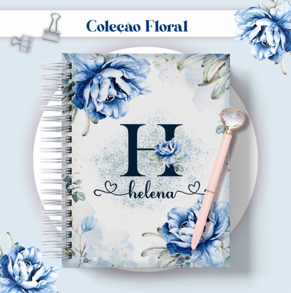 agenda floral azul datada 2023 arquivo digital encadernacao 2023