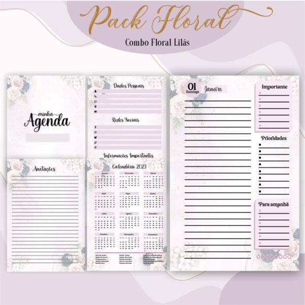 Agenda Floral Lilás 2023 - Arquivo Digital - Imagem 3