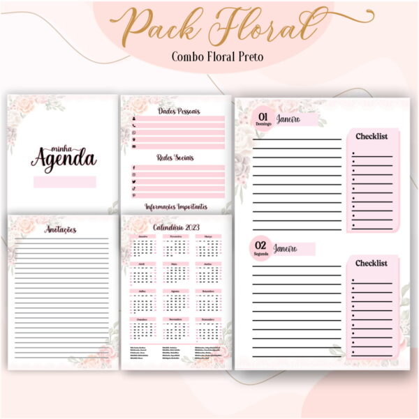Agenda Floral Preto 2023 - Arquivo Digital - Imagem 3
