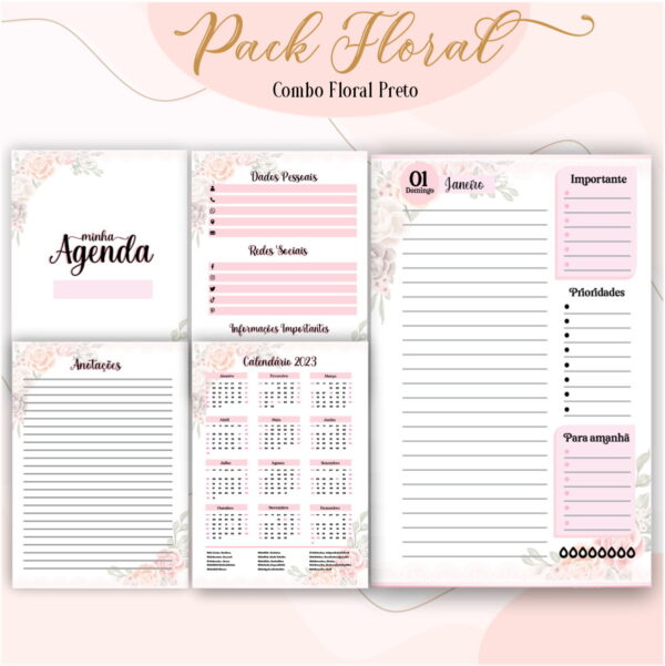 Agenda Floral Preto 2023 - Arquivo Digital - Imagem 2