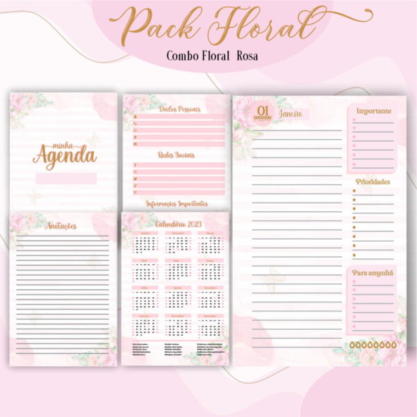 Agenda Floral Rosa 2023 - Arquivo Digital - Imagem 4