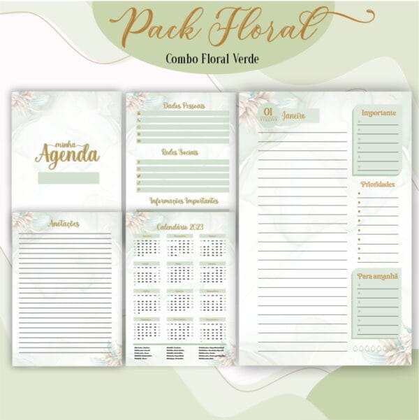 Agenda Floral Verde 2023 - Arquivo Digital