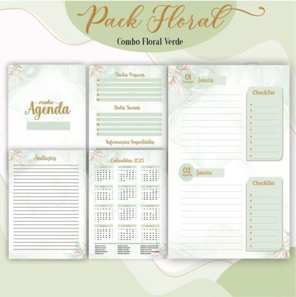 Agenda Floral Verde 2023 - Arquivo Digital