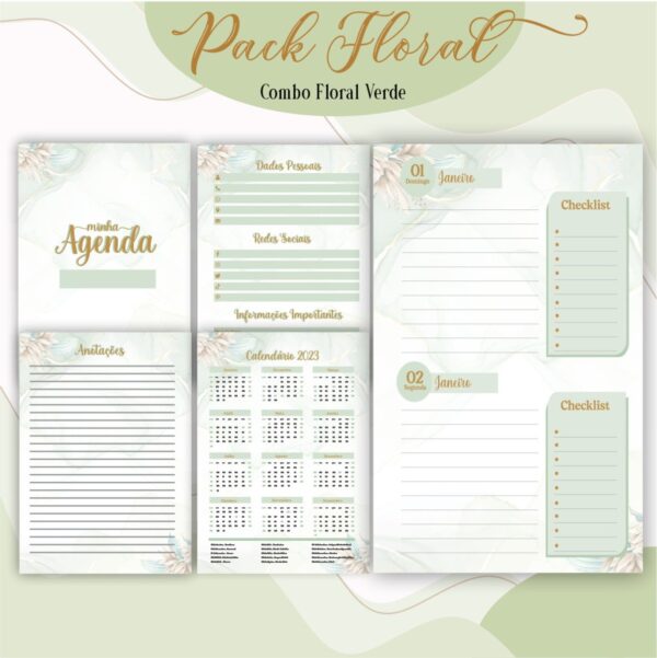 Agenda Floral Verde 2023 - Arquivo Digital - Imagem 3
