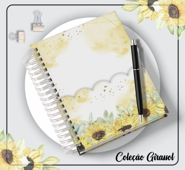 Agenda Girassol Alfabeto Floral - Arquivo Digital