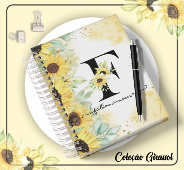 agenda girassol alfabeto floral arquivo digital miolo digital