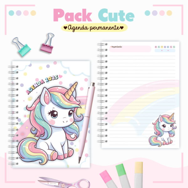 agenda infantil permanente unicornio cute arquivo digital agendas