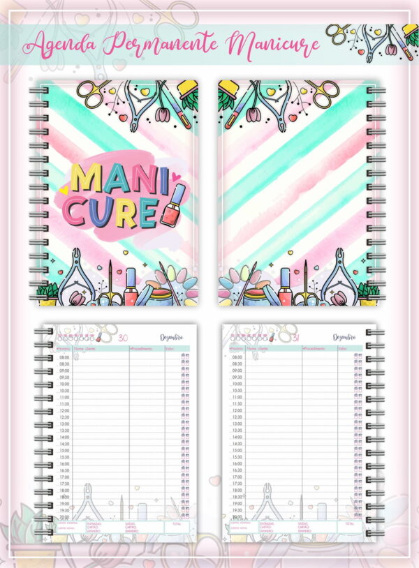 agenda manicure arquivo digital encadernacao digital