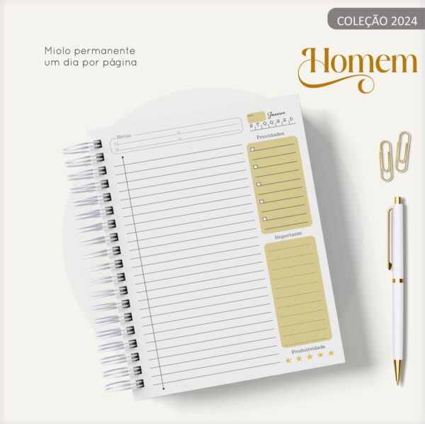 Agenda Masculina Azul e Dourado- Arquivo Digital - Imagem 3