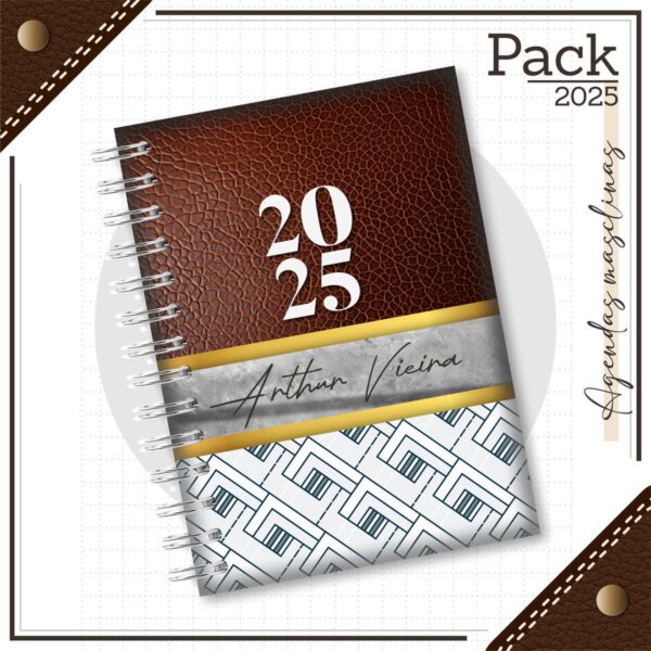 agenda masculina couro marrom 2025 arquivo digital arquivo digital 1