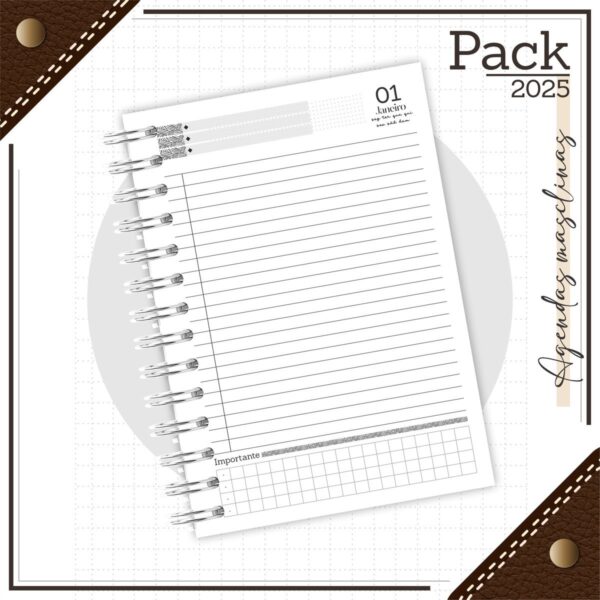 Agenda Masculina Couro Preto 2025 - Arquivo Digital - Imagem 4