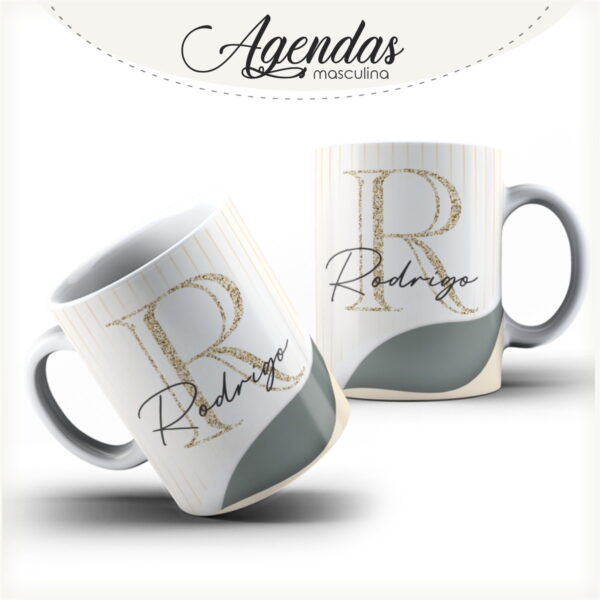 Agenda Masculina Iniciais Dourada - Arquivo Digital - Imagem 3