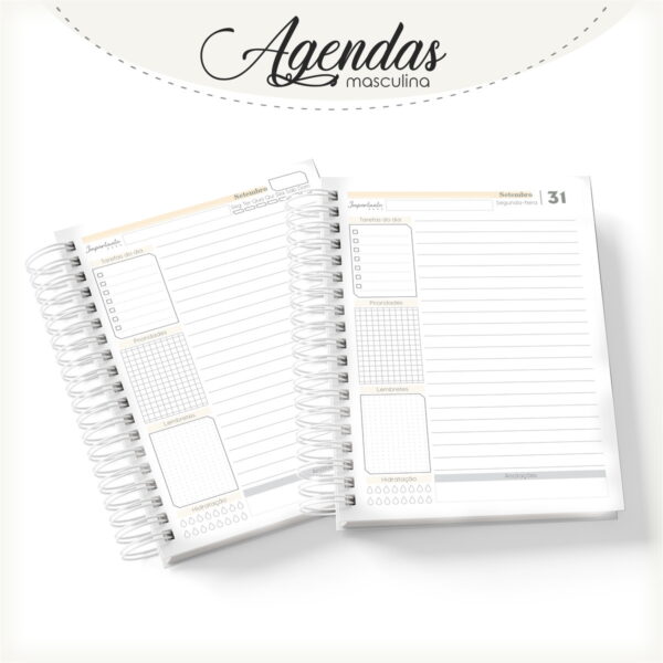 Agenda Masculina Iniciais Dourada - Arquivo Digital - Imagem 2