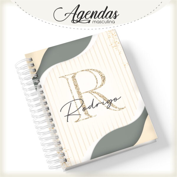 agenda masculina iniciais dourada arquivo digital scrapbook