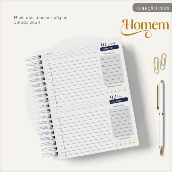 Agenda Masculina Quadrinho Preto - Arquivo Digital - Imagem 2
